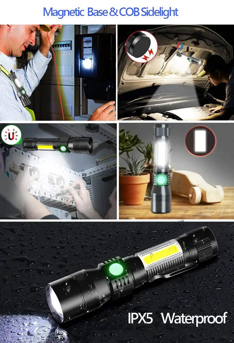 Rechargeable UV Black Light Flashlight 3in1 Tactical LED With Red Light 2000 Lumens in various settings showing versatility.