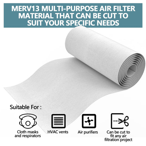 High Efficiency Filter Material For Custom Cut Air Filters That Capture Dust And Pet Dander Down To 0.3 Microns With Adhesive