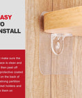 20 Pack Heavy Duty No Drill Adhesive Shelf Brackets Clear Waterproof Wall Mounts Straight Up Solid showing easy installation process.