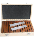 Heavy Duty 28 Piece Gauge Block Kit Precision Ground Setup Bars For Router And Table Saw Alignment Solid Hardened Steel in wooden case.