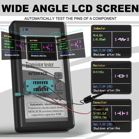 Multifunction Transistor Tester LCR Meter With MOSFET Diode Capacitor Resistor Inductor ESR Meter Auto Checker with LCD display