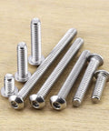 Fifty Pack Button Head Socket Cap Screws Sized For 10-32 Thread By Half Inch Finely Threaded Eighteen Eight Stainless Steel Hardware