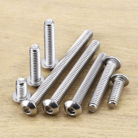 Fifty Pack Button Head Socket Cap Screws Sized For 10-32 Thread By Half Inch Finely Threaded Eighteen Eight Stainless Steel Hardware