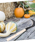 Long Handle Hand Scythe For Weed Removal And Grass Control Manganese Steel Weeding Tool With Ergonomic One Handed Grip resting on wooden surface next to pumpkins.