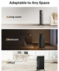 Big Room Electric Oil Filled Radiator Heater With Dual Knobs 1500W Fast Heat Quiet Space Heater 3 Modes in different room settings