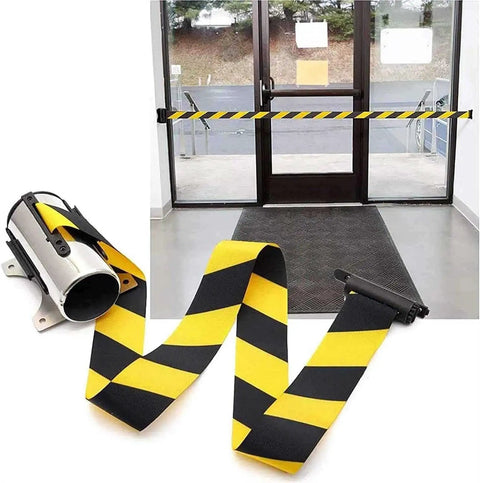 Straightforward Wall Mount Safety Barrier With Smooth Retractable Queue Rope Tough Crowd Control Bar For Bank Airport Event Space Saver That Keeps Lines Rolling Without Hogging Floor Space