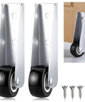 Two Piece Low Profile Caster Wheels With Rubber Non Slip Door Support Rollers Smooth Rolling Sliding Gate Glide Heavy Duty Silver Alloy with screws.