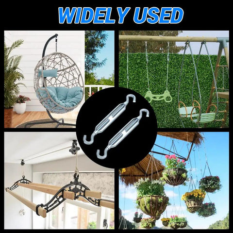 Heavy Duty M12 Galvanized Steel Turnbuckle Hook To Hook Rigging Connector Rust Proof Tension Adjuster Workhorse Grade For Fences And Machinery 3 Pack with hanging planters and swings.