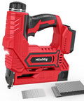Straight Shooter Cordless Brad Nailer And Staple Gun Pack Includes Two Thousand Nails For Fast Carpentry And DIY Fixes side view with fasteners