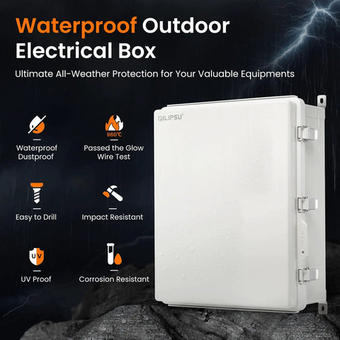 Rugged Outdoor Electrical Box Weatherproof IP66 Enclosure With Hinged Door, PC/ABS Alloy, UL94 V0 Waterproof Junction Box