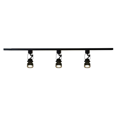 34 Inch Track Lighting Kit With 3 Way Ceiling Spot Heads, Dimmable Rotatable LED Bulbs Included, Hardwired, Black Finish