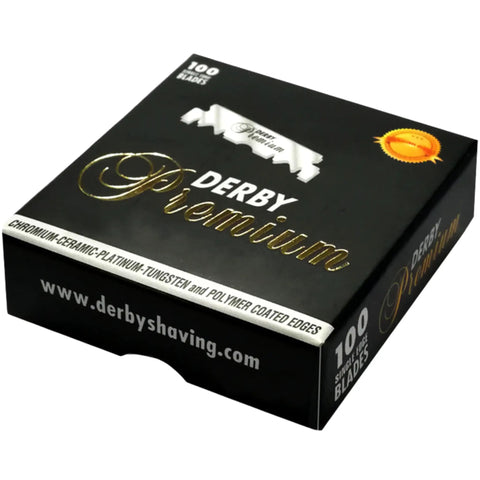 Box of Premium Single Edge Razor Blades With Ultra Sharp Chromium Ceramic Platinum Tungsten And Polymer Coated Edges