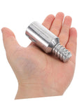 No Drill Curtain Rod Connectors Kit For Poles And Push Broom Handle Tips Aluminum Alloy Threaded Tips Pole Extension End Caps Fits Iron Aluminum Or Wood Poles Durable DIY Hardware For Quick Secure Install, silver threaded connector in hand