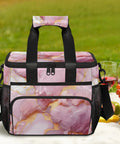 Marbling Pattern Insulated Picnic Backpack With Spacious 12x9x10in Lunch Bag on picnic blanket with wine glasses in background