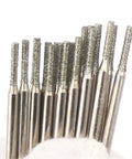 Close-up of 1.5mm diamond drill bits for stone and sea glass jewelry making pack of 30 pcs lapidary gemstone drill bits 2.35mm shank