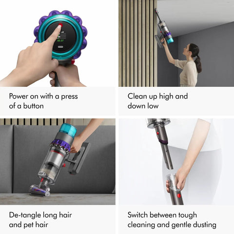 Four uses of Gen5Detect Cordless Vacuum With 280AW Suction, Three Power Modes, Up To 70 Minutes Runtime, Illumination Reveals Dust For Beast Mode Cleaning, HEPA Filtration, All Floor Types