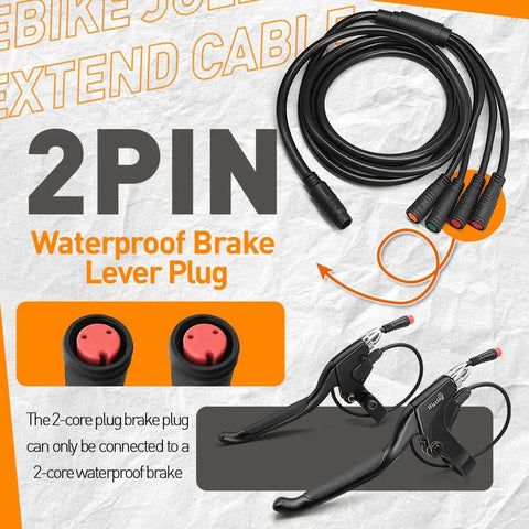 Electric Bike Cable 1 To 5 8 Pin Waterproof Ebike Connector Wire For Electric Bike Conversion Kit 150cm Length Includes 9Pin Male Controller Connector 5Pin Female Display Connector And 3Pin Female Throttle with brake lever plugs