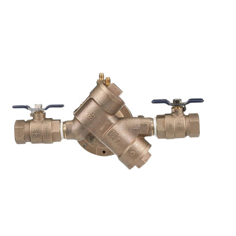 Heavy Duty One Inch Lead Free Y Pattern Rpz Assembly With Corrosion Shield Core Top Shelf No Lead Backflow Preventer valve with shutoffs.