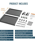 Components of 12U Open Frame Network Rack For IT And AV Gear Floor Standing Or Wall Mounted With Two 1U Shelves And Mounting Hardware