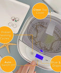 Professional Ultrasonic Cleaner With Digital Timer For Jewelry Rings Coins Eyeglasses Watches White 18.5 Fl Oz displayed on table