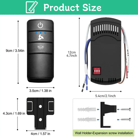 Universal Ceiling Fan Remote Control Kit With Three Speed Settings Light Dimmer And Time Delay Replacement For Hampton Bay Home Decorators