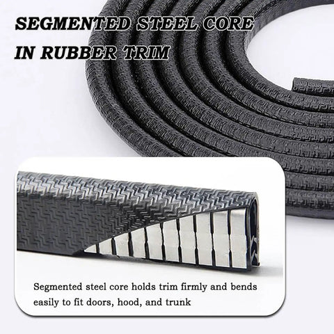 Segmented steel core in rubber trim of Subaru WRX Door Edge Guard U Shape Protector For 2022 2023 2024 2025 Models Scratch Shield Trim