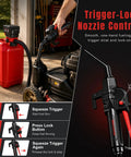 Tough As Nails Cordless Gas Can Pump Delivers 3.7 Gpm Flow Without A Single Sweat for easy fueling with trigger-lock nozzle control.