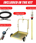 Heavy Duty Workhorse Three To One Air Operated Oil Pump Kit Featuring Digital Meter Gun, high-pressure hose, drum trolley, and air-operated pump.