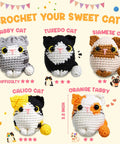 Easy Peasy Beginner Crochet Kit For Amigurumi Cats Five Pack Includes Step By Step Video Tutorials With crochet cat designs