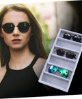 Keep Your Shades Locked And Loaded In This Slick Six Slot Sunglasses Tray And Jewelry Display Holder Crafted From Premium Soft Fabric For Zero Stress Eyewear Organization with sunglasses organized.