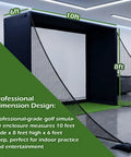 Indoor Golf Practice Enclosure With HD Impact Screen And Frame Kit, 10x8x6 Ft Net Cage For Home Simulator Training in a room