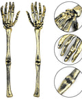 Golden Skeleton Hands For Halloween Yard Decor 2 Pack Realistic Outdoor Skeleton Hands Stakes with close-up details