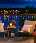 Water Drop Solar String Lights 2 Pack Outdoor Waterproof 41.6Ft Total Length 60 LED Teardrop Water Drop Lights Multicolor hanging on patio