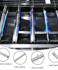 Interior view of beefed-up heavy duty stainless steel 5 burner grill replacement parts set for compatible gas grills, heat tent upgrade