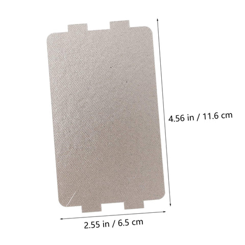 Heat resistant mica sheet from 12 Piece Mica Plate Sheet Set For Microwave Waveguide Cover Replacement Parts, dimensions shown