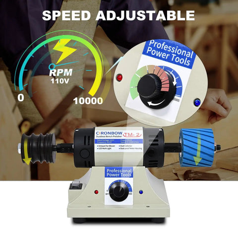 Leather Edge Polisher Kit With 350W Burnishing Machine, 0-10000 RPM Adjustable Sander, Speed Control Displayed