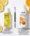 At Home Cuticle Care Kit With Citrus Scented Remover 8oz Cuticle Oil 2oz And Metal Pusher Tool for manicure and pedicure