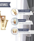 Beefy Heavy Duty Brass Curtain Rod Brackets With Screws, 4 Pairs 8 Pieces, Swivel End Sash Mounts For Doors And Windows Sidelights Easy Install Solid Metal Curtain Rod Holders You'll Actually Use. brass curtain rod bracket and screws on window drapes