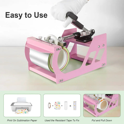 5 In 1 Heat Press 12x15 Swing Away Sublimation Machine For T Shirts Hats And Garments With Teflon Sheets Aluminum Heating Plate Safe Precise Printing Every Time, pink mug press in use