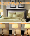 Tall Rustic Bedside Lamp With 2 USB Ports, 3-Way Dimmable Touch Control Nightstand Light For Bedroom Or Living Room setup