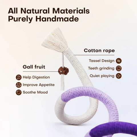 Three Pack Cat Chew Rope Toys With Refillable Catnip For Indoor Cats Safe Teeth Cleaning And Teething Interactive Nip Kitty Toys For All Breeds 19.5 Inches cotton rope detail with tassel design and gall fruit attachment