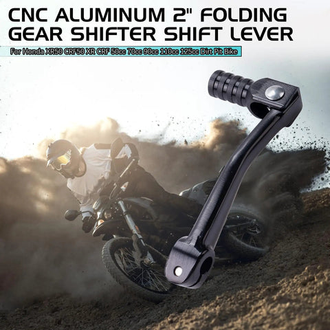 CNC Aluminum Folding Gear Shifter Lever For Dirt Pit Bikes Go To 50cc To 125cc 2 Inch Foldable Shift Arm with bike in use