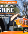 All in One Eight Piece Car Care Kit With Extreme Tire Shine And Ultra Shine Wash And Wax bottle pouring into bucket