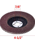 Workhorse 40 Pack 4.5 Inch Flap Discs 40 Grit Aluminum Oxide Abrasive Sanding Wheels For Angle Grinder shown front view.