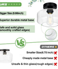 Comparison of Industrial Dope Semi Flush Mount Ceiling Light in matte black, showcasing superior size, durable base, and smooth glass.
