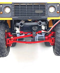 Badass Aluminum RC Crawler Servo Mount Upgrade For FMS FCX24M Camel Cup D90 D110 Defender Discovery Scale 1/24 front view with red brackets