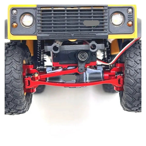 Badass Aluminum RC Crawler Servo Mount Upgrade For FMS FCX24M Camel Cup D90 D110 Defender Discovery Scale 1/24 front view with red brackets