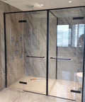 Bathroom with Cabinet Hinges With Soft Close For Glass Doors, Slick 180 Degree Stainless Steel Shower Enclosure Clips