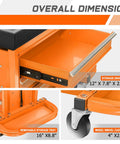 Heavy Duty 3 Drawer Tool Chest With Rolling Mechanic Seat And Built In Tool Trays 350 Lbs Weight Capacity Orange Finish dimensions