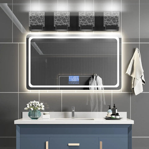 Matte Black Bathroom Light Fixtures Modern Vanity Lighting LED Vanity Light For Bathroom 4 Light Vanity Lighting 6000K